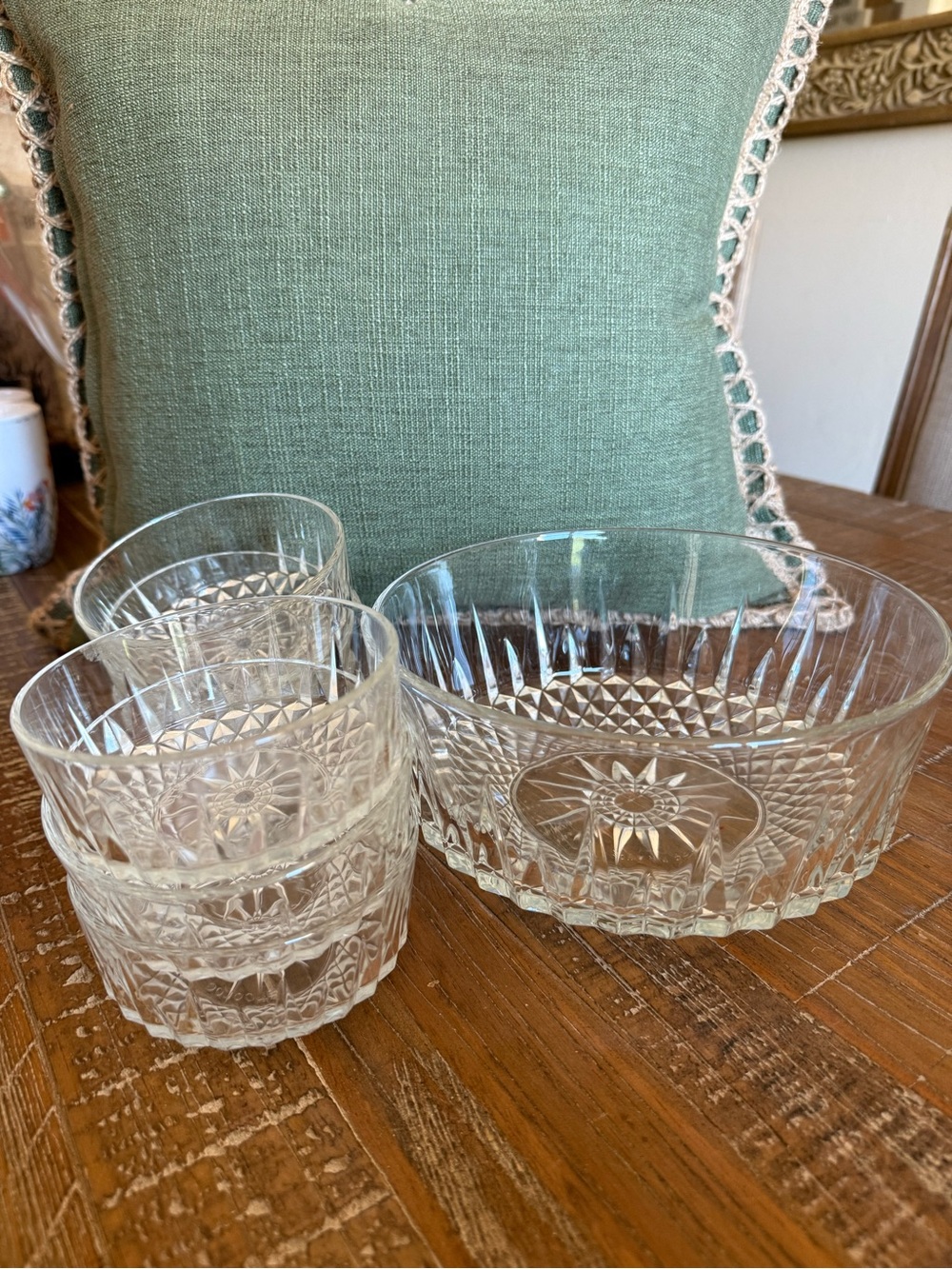 Vintage Arcorco France Clear Cut Glass Sunburst/Starburst pattern.